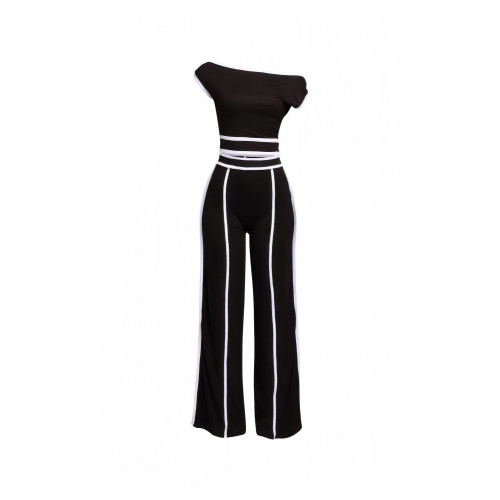 Color Contrast Detailed Off Shoulder Set