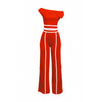 Color Contrast Detailed Off Shoulder Set
