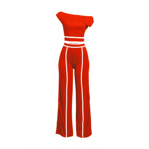 Color Contrast Detailed Off Shoulder Set