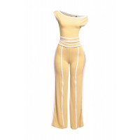 Color Contrast Detailed Off Shoulder Set