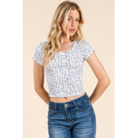 Short Sleeve Scoop Neck Bow Top