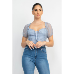 Shirred Mesh Sleeve Bodysuit
