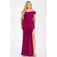 Plus Off Shoulder Draped Cross Wrap Maxidress