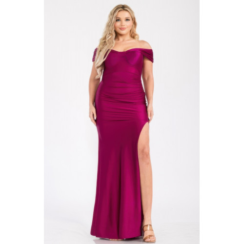 Plus Off Shoulder Draped Cross Wrap Maxidress