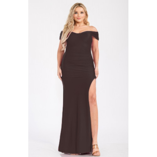 Plus Off Shoulder Draped Cross Wrap Maxidress