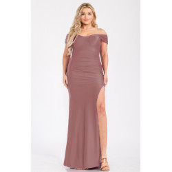 Plus Off Shoulder Draped Cross Wrap Maxidress