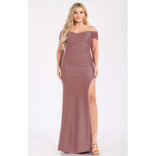Plus Off Shoulder Draped Cross Wrap Maxidress