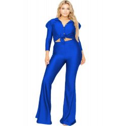 Plus Satin 3/4 Sleeve Wide Leg 2 Piece Set