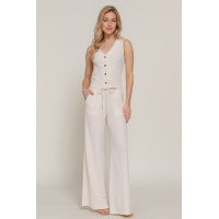 Button Closure Vest & Long Pants Set