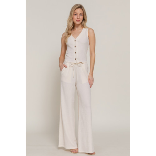 Button Closure Vest & Long Pants Set
