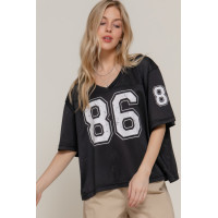 Silk Screen Print Mesh Oversize Basball T-shirt