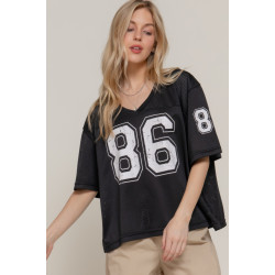 Silk Screen Print Mesh Oversize Basball T-shirt
