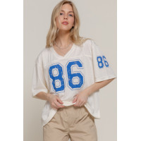 Silk Screen Print Mesh Oversize Basball T-shirt