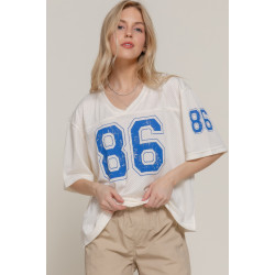 Silk Screen Print Mesh Oversize Basball T-shirt