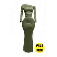 Plus Size One Side Off Shoulder Top & Skirt Set
