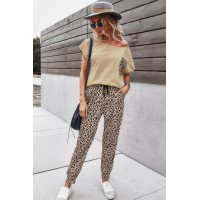Two Pieces Leopard Print Shirt And Pant Sets