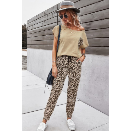 Two Pieces Leopard Print Shirt And Pant Sets