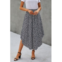 Shirred Waist Asymmetrical Hem Flared Skirt