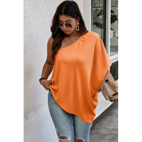 Plus One Shoulder Solid Casual Loose Fit Shirt