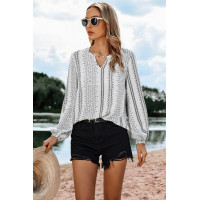 Striped V Neck Vertical Stripe Loose Blouse