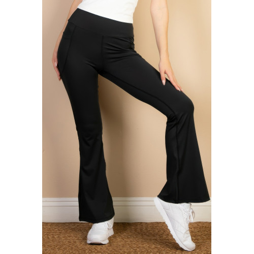 High Waist Side Pocket Flare Leggings