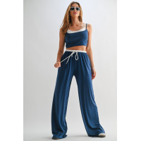 Drawstring Lounge Pants & Crop Top Set