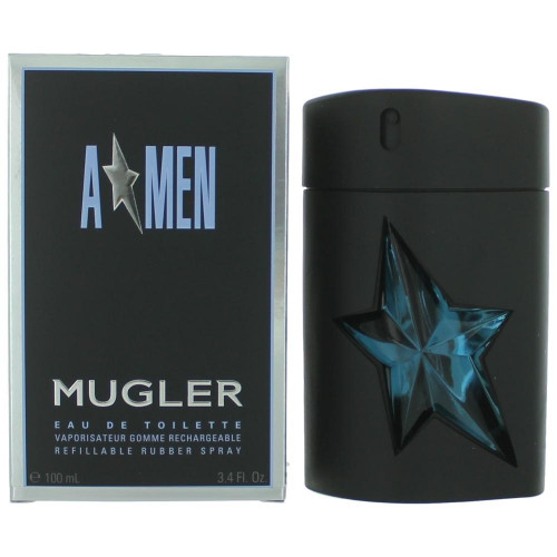 Angel by Thierry Mugler, (A*men) 3.4 oz Eau De Toilette Refillable Rubber Spray for Men - PS-AMANGRU34RFB