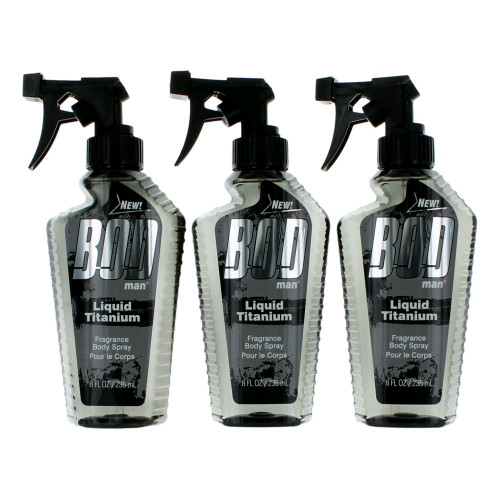 Bod Man Liquid Titanium by Parfums De Coeur, 3 Pack 8 oz Fragrance Body Spray for Men - PS-AMBODMLT8BS3P