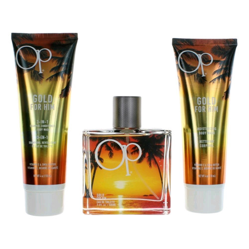 OP Gold by Ocean Pacific, 3 Piece Gift Set for Men - PS-AMGOPG3N