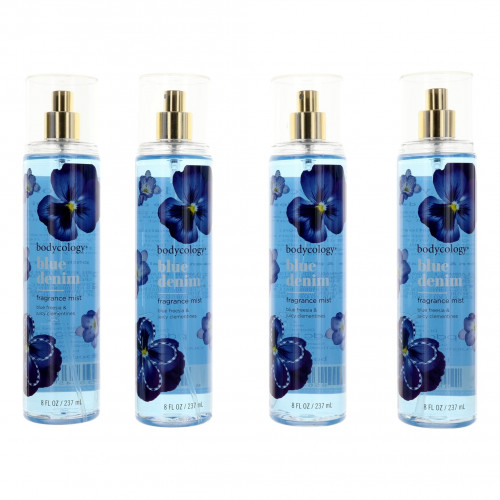 Blue Denim by Bodycology, 4 Pack 8 oz Fragrance Mist for Women - PS-AWBCBD8FM
