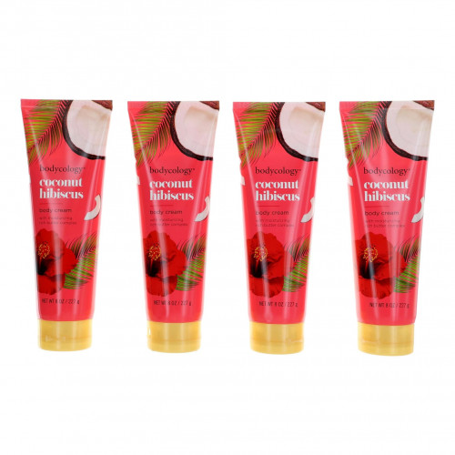 Coconut Hibiscus by Bodycology, 4 Pack 8 oz Moisturizing Body Cream for Women - PS-AWBCCH8BC