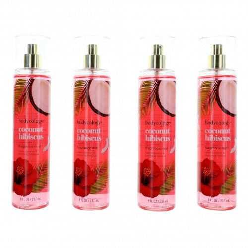 Coconut Hibiscus by Bodycology, 4 Pack 8 oz Fragrance Mist for Women - PS-AWBCCH8FM