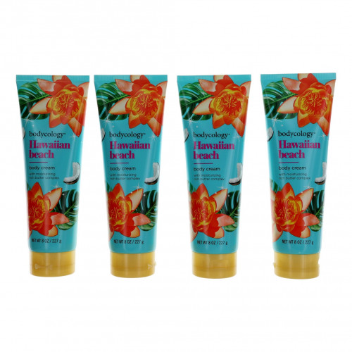 Hawaiian Beach by Bodycology,4 Pack 8 oz Moisturizing Body Cream for Women - PS-AWBCHB8BC