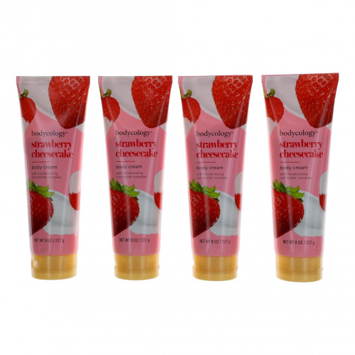 Strawberry Cheesecake by Bodycology, 4 Pack 8 oz Moisturizing Body Cream for Women - PS-AWBCSC8BC