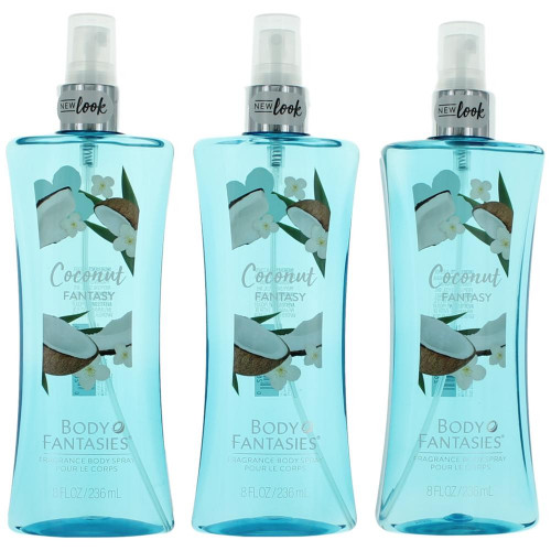 Coconut Fantasy by Body Fantasies, 3 x 8 oz Fragrance Body Spray for Women - PS-AWBFCO8BM3P