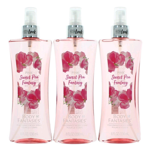 Pink Sweet Pea Fantasy by Body Fantasies, 3 Pack 8 oz Fragrance Body Spray for Women - PS-AWBFPSP8BS3P