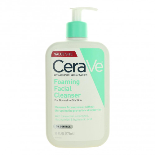 CeraVe Foaming Face Wash by CeraVe, 16 oz Facial Cleanser for Normal to Oily Skin - PS-AWCERAFFW16