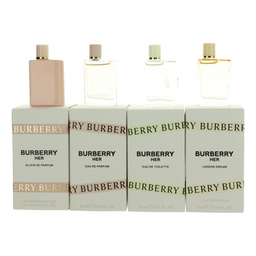 Burberry Her by Burberry, 4 Piece Variety Mini Gift Set for Women with Elixir - PS-AWGBURH4V25
