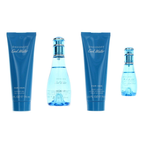 Cool Water by Davidoff, 4 Piece Gift Set for Women - PS-AWGCWT4N