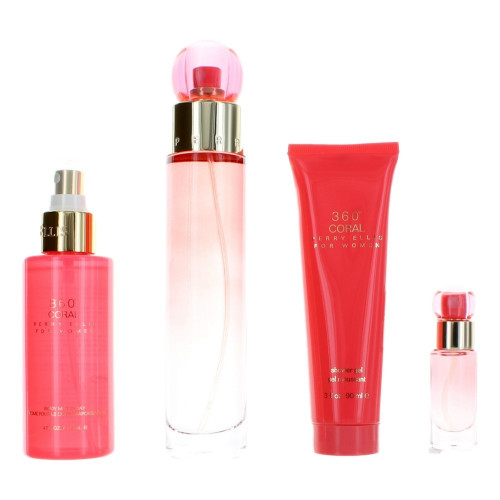 Perry Ellis 360 Coral by Perry Ellis, 4 Piece Gift Set for Women - PS-AWGP360C4