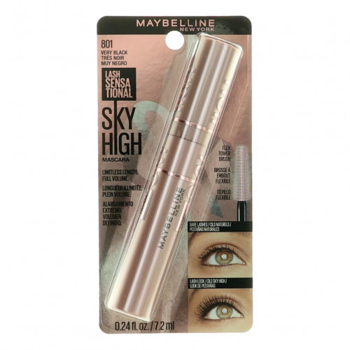 Maybelline Lash Sensational Sky High by Maybelline, .24 oz Mascara - 801 Very Black - PS-AWMBLLSSHWMB