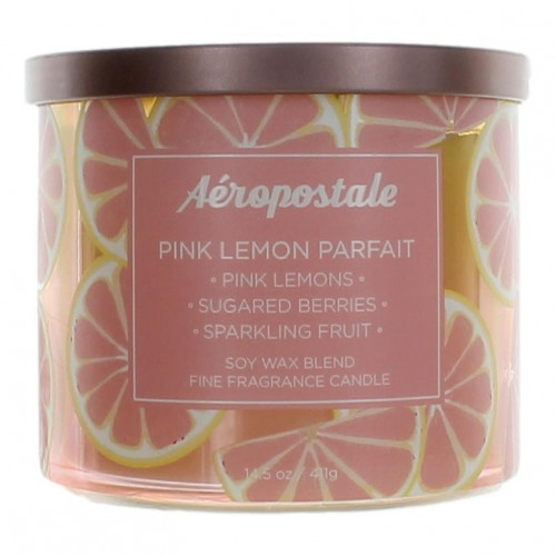 Aeropostale 14.5 oz Soy Wax Blend 3 Wick Candle - Pink Lemon Parfait - PS-CAPPLP145