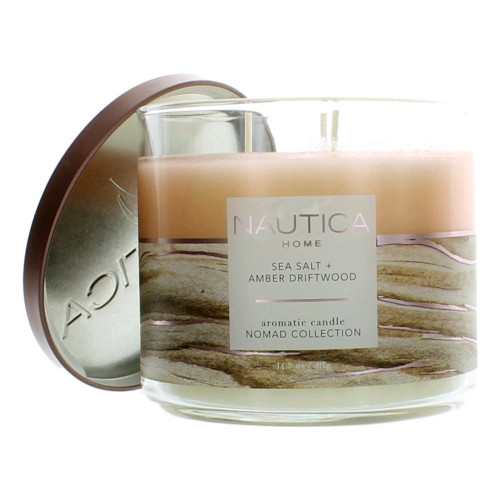 Nautica 14.5 oz Soy Wax Blend 3 Wick Candle - Sea Salt & Amber Driftwood - PS-CNSSAD145