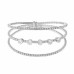 Crystal-studded Cubic Zirconia 3line 1row Round Cuff Bracelet - CC-57734