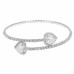 Crystal-studded Heart Cz 1 Line Wire Cuff Bracelet - CC-58554