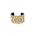 Style Pearl Double Round Studded Faux Leather Cuff Bracelet - Designer Style - CC-54957