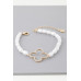 Open Clover Pearl Beaded Bracelet - Designer Style - CC-WH2001581