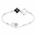Double Clover Stainless Steel Hinged Bracelet - Designer Style - CC-58983
