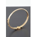 Gold Plated Pearl And Cz Pave Clover Bangle Bracelet - Designer Style - CC-WH2001189