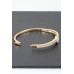 Gold Plated Pearl And Cz Pave Clover Bangle Bracelet - Designer Style - CC-WH2001189